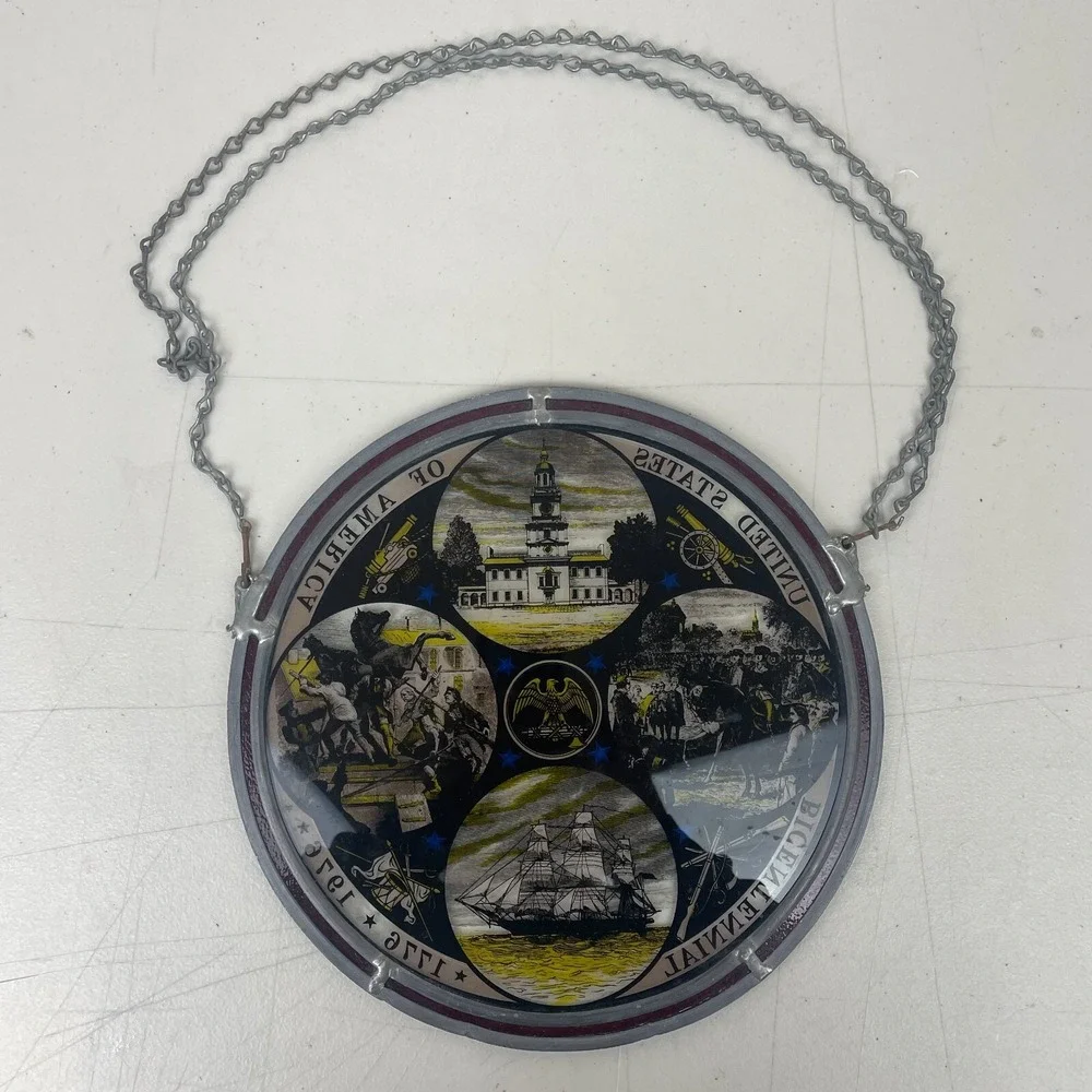 Vintage Suncatcher Stained Glass United States Of America Bicentennial 1776 1976 - Picture 11 of 15